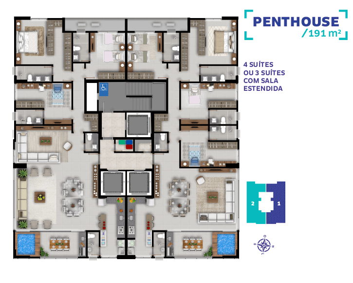 Penthouse 191m²